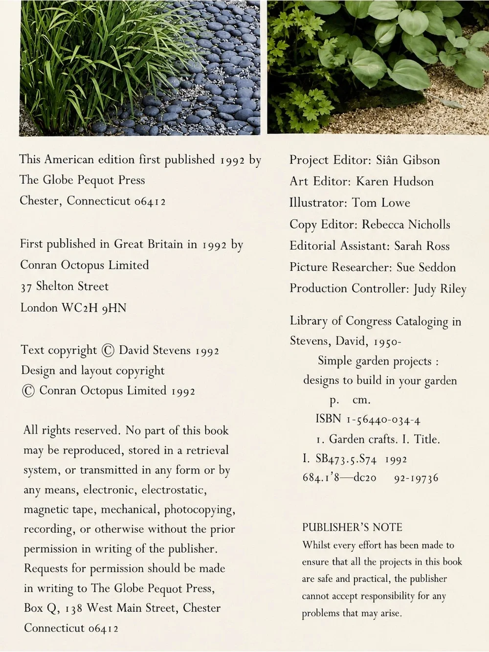 Simple Garden Projects David Stevens 1992 Hardcover Garden Design Ideas & Patios - Picture 4 of 5
